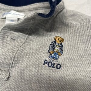 Ralph Lauren Gray Polo Bear Romper Embroidered Polo Bear Size 12 Months